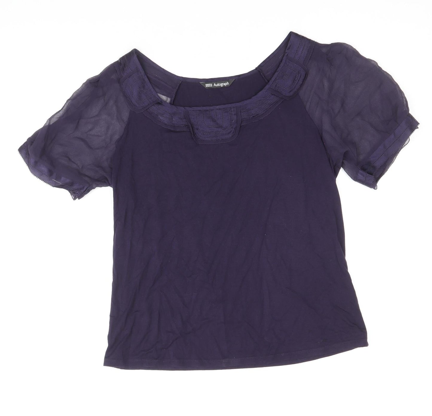 Autograph Womens Purple Viscose Basic Blouse Size 10 Boat Neck