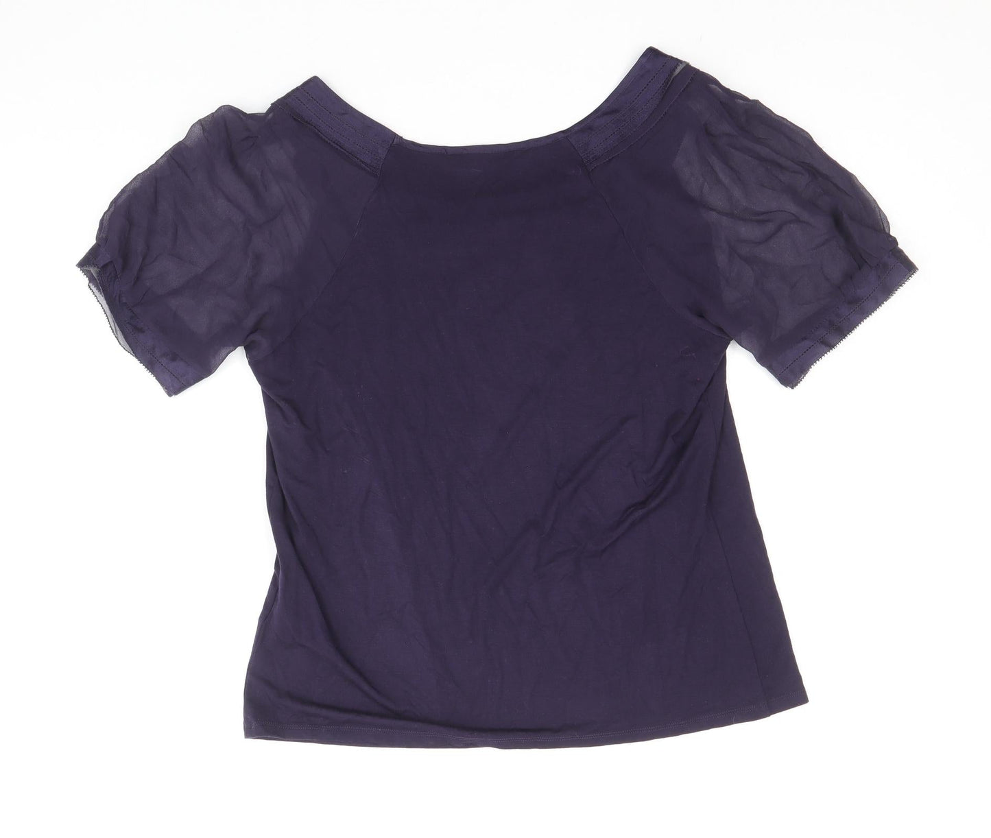 Autograph Womens Purple Viscose Basic Blouse Size 10 Boat Neck