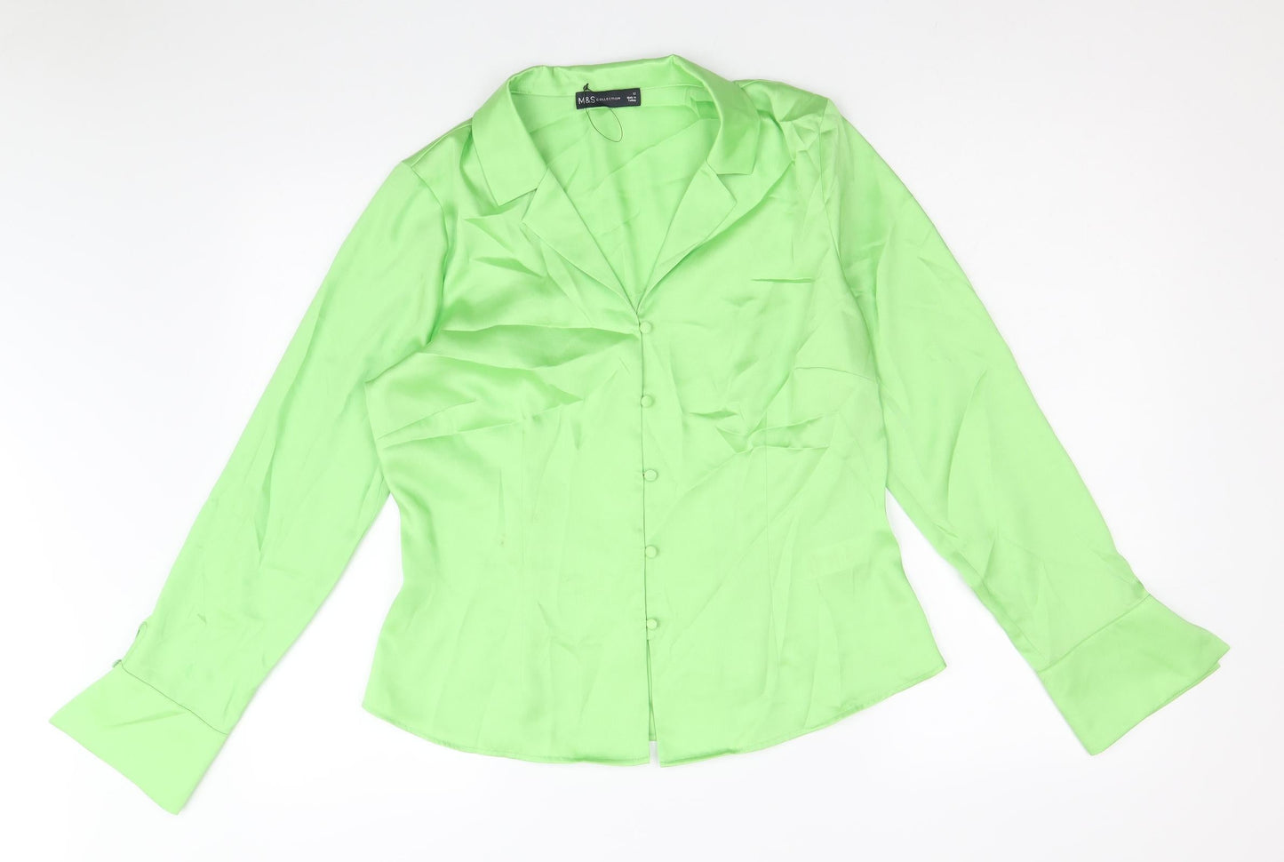 Womens UK Size 12 Marks and Spencer Green Basic Button-Up