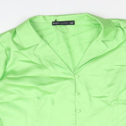 Womens UK Size 12 Marks and Spencer Green Basic Button-Up