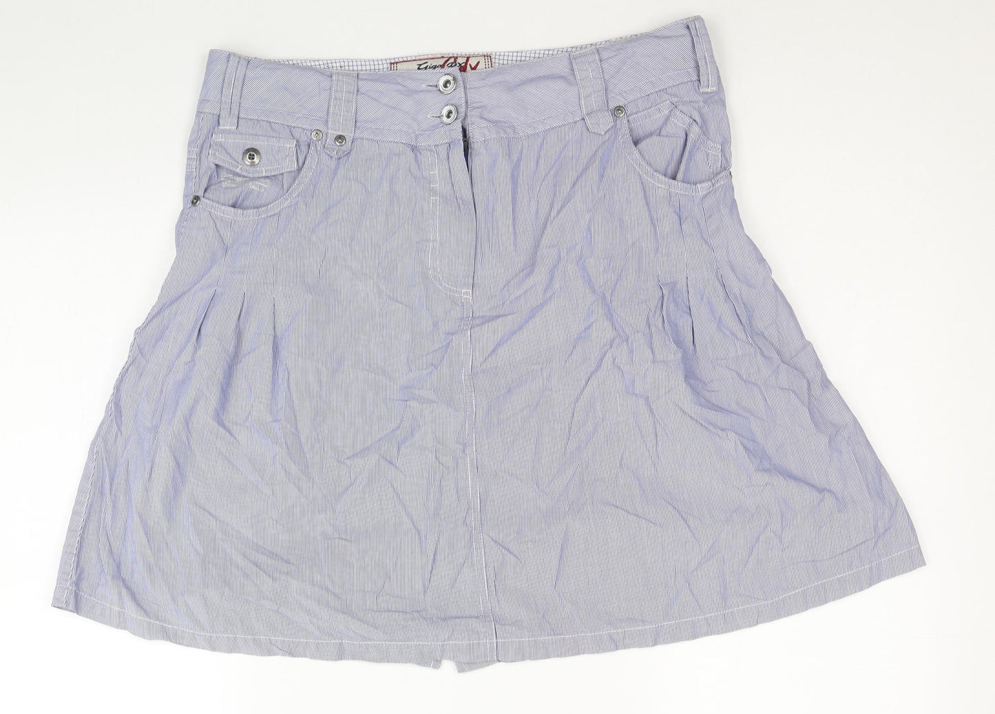 Giga Womens Blue Striped Cotton Straight & Pencil Skirt Size 10 Zip