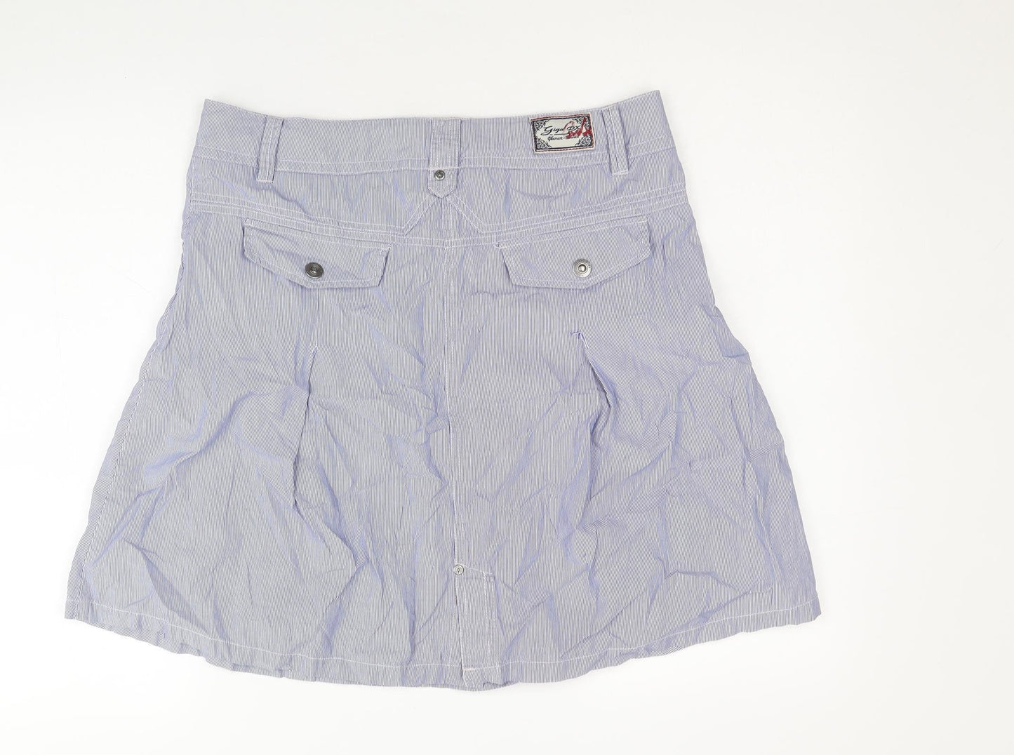 Giga Womens Blue Striped Cotton Straight & Pencil Skirt Size 10 Zip
