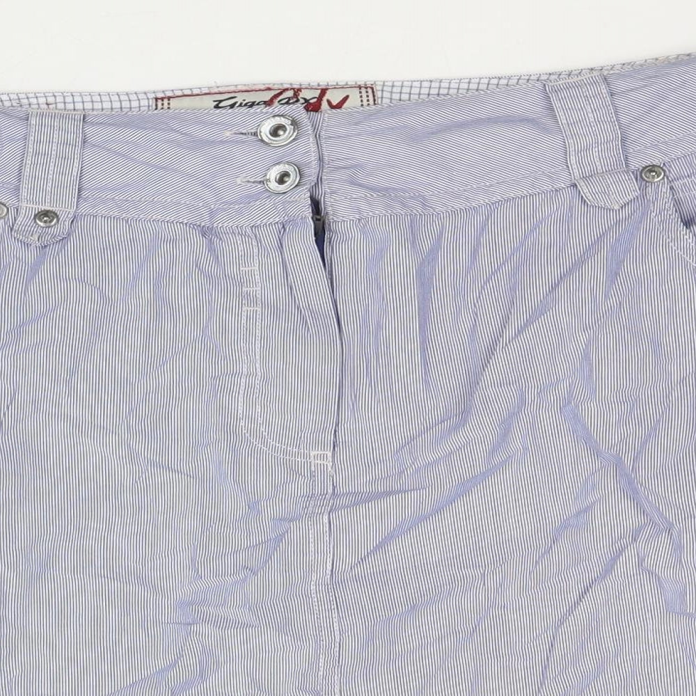 Giga Womens Blue Striped Cotton Straight & Pencil Skirt Size 10 Zip