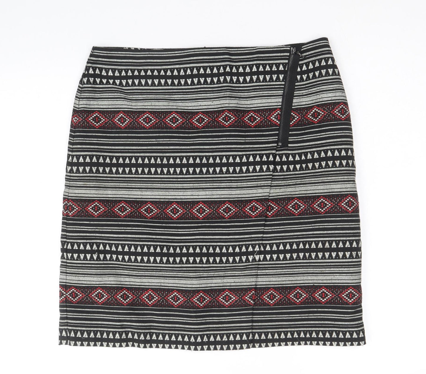 Marks and Spencer Womens Black Geometric Polyester Straight & Pencil Skirt Size 12 Zip