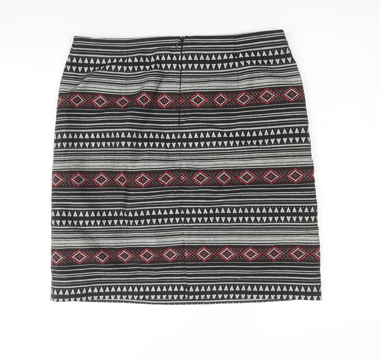 Marks and Spencer Womens Black Geometric Polyester Straight & Pencil Skirt Size 12 Zip