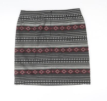Marks and Spencer Womens Black Geometric Polyester Straight & Pencil Skirt Size 12 Zip