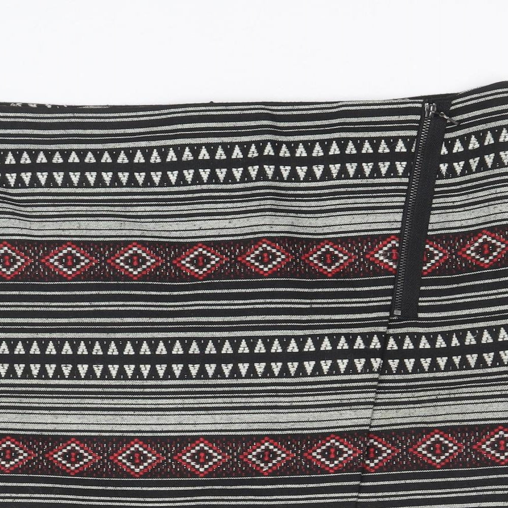 Marks and Spencer Womens Black Geometric Polyester Straight & Pencil Skirt Size 12 Zip