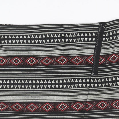 Marks and Spencer Womens Black Geometric Polyester Straight & Pencil Skirt Size 12 Zip