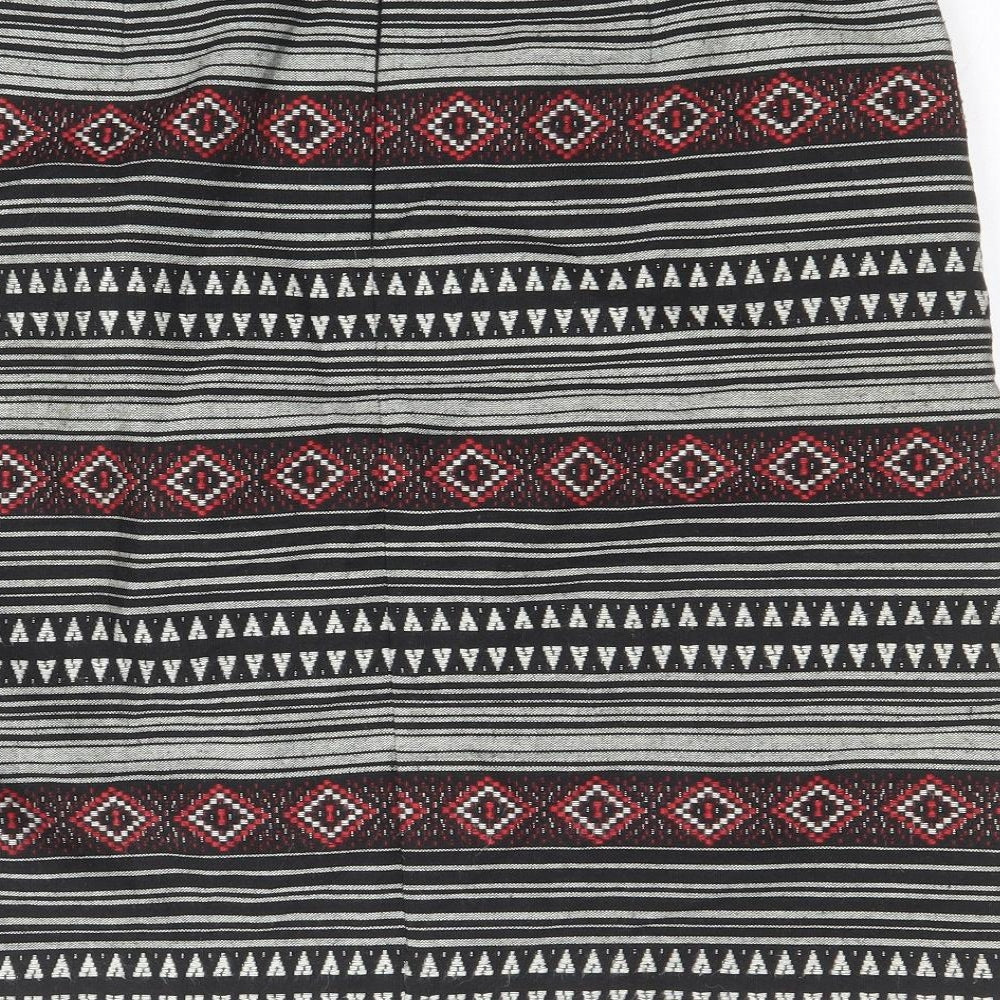 Marks and Spencer Womens Black Geometric Polyester Straight & Pencil Skirt Size 12 Zip