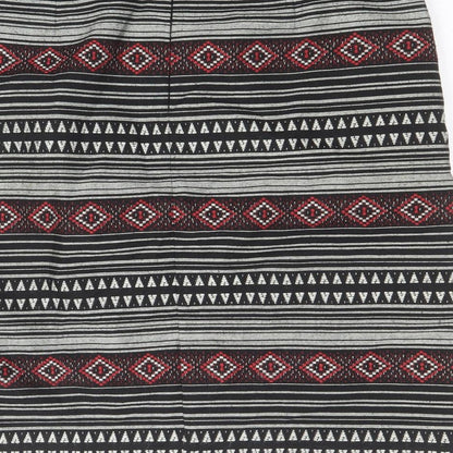 Marks and Spencer Womens Black Geometric Polyester Straight & Pencil Skirt Size 12 Zip