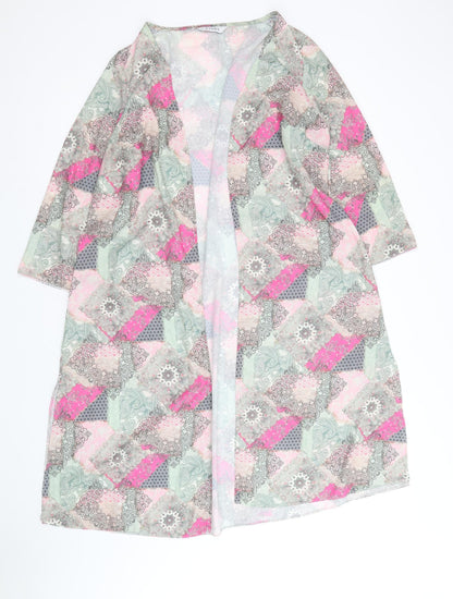 Evans Womens Multicoloured Geometric Polyester Kimono Blouse Size 14 V-Neck - Size 14-16