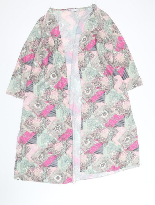 Evans Womens Multicoloured Geometric Polyester Kimono Blouse Size 14 V-Neck - Size 14-16