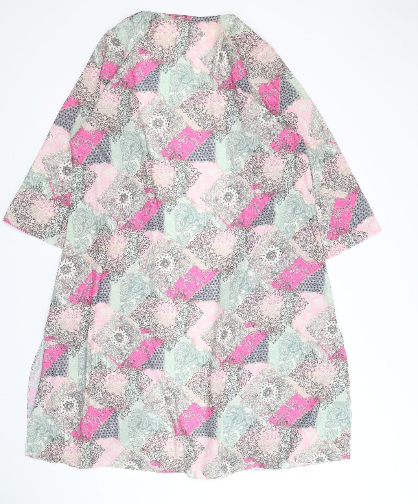 Evans Womens Multicoloured Geometric Polyester Kimono Blouse Size 14 V-Neck - Size 14-16