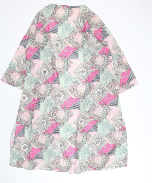 Evans Womens Multicoloured Geometric Polyester Kimono Blouse Size 14 V-Neck - Size 14-16