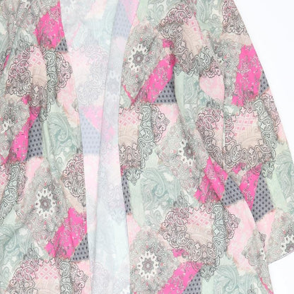 Evans Womens Multicoloured Geometric Polyester Kimono Blouse Size 14 V-Neck - Size 14-16