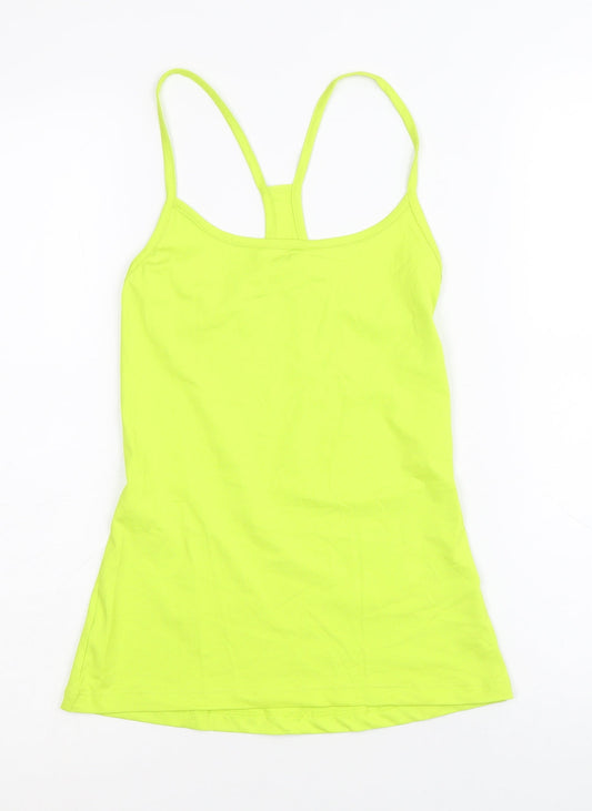 Marks and Spencer Womens Yellow Polyester Basic Tank Size 6 Scoop Neck Pullover - Neon Racerback