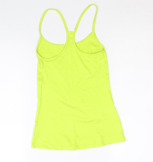 Marks and Spencer Womens Yellow Polyester Basic Tank Size 6 Scoop Neck Pullover - Neon Racerback