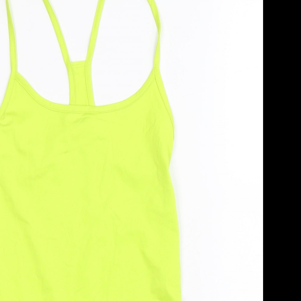 Marks and Spencer Womens Yellow Polyester Basic Tank Size 6 Scoop Neck Pullover - Neon Racerback