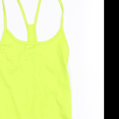 Marks and Spencer Womens Yellow Polyester Basic Tank Size 6 Scoop Neck Pullover - Neon Racerback