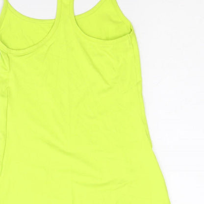 Marks and Spencer Womens Yellow Polyester Basic Tank Size 6 Scoop Neck Pullover - Neon Racerback