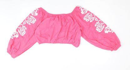 Womens UK Size 18 Marks and Spencer Pink Cropped Blouse