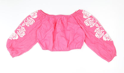 Womens UK Size 18 Marks and Spencer Pink Cropped Blouse