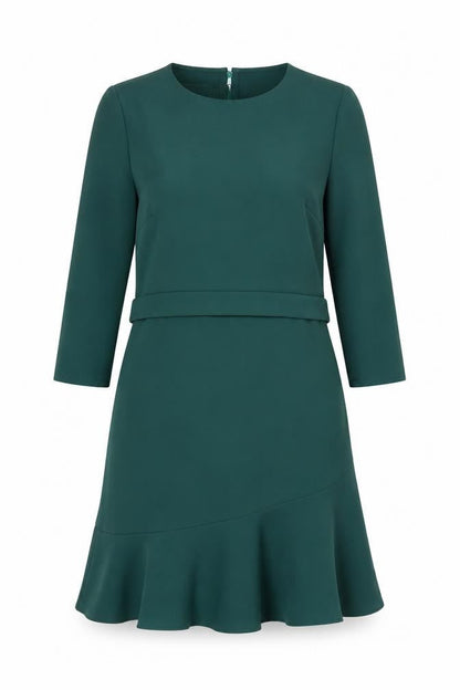 Warehouse Womens Green Polyester A-Line Size 10 Round Neck Zip