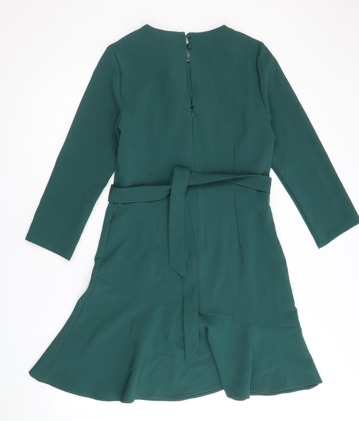 Warehouse Womens Green Polyester A-Line Size 10 Round Neck Zip