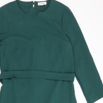 Warehouse Womens Green Polyester A-Line Size 10 Round Neck Zip