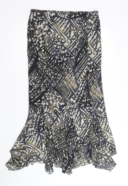 Marks and Spencer Womens Multicoloured Geometric Polyester Swing Skirt Size 14