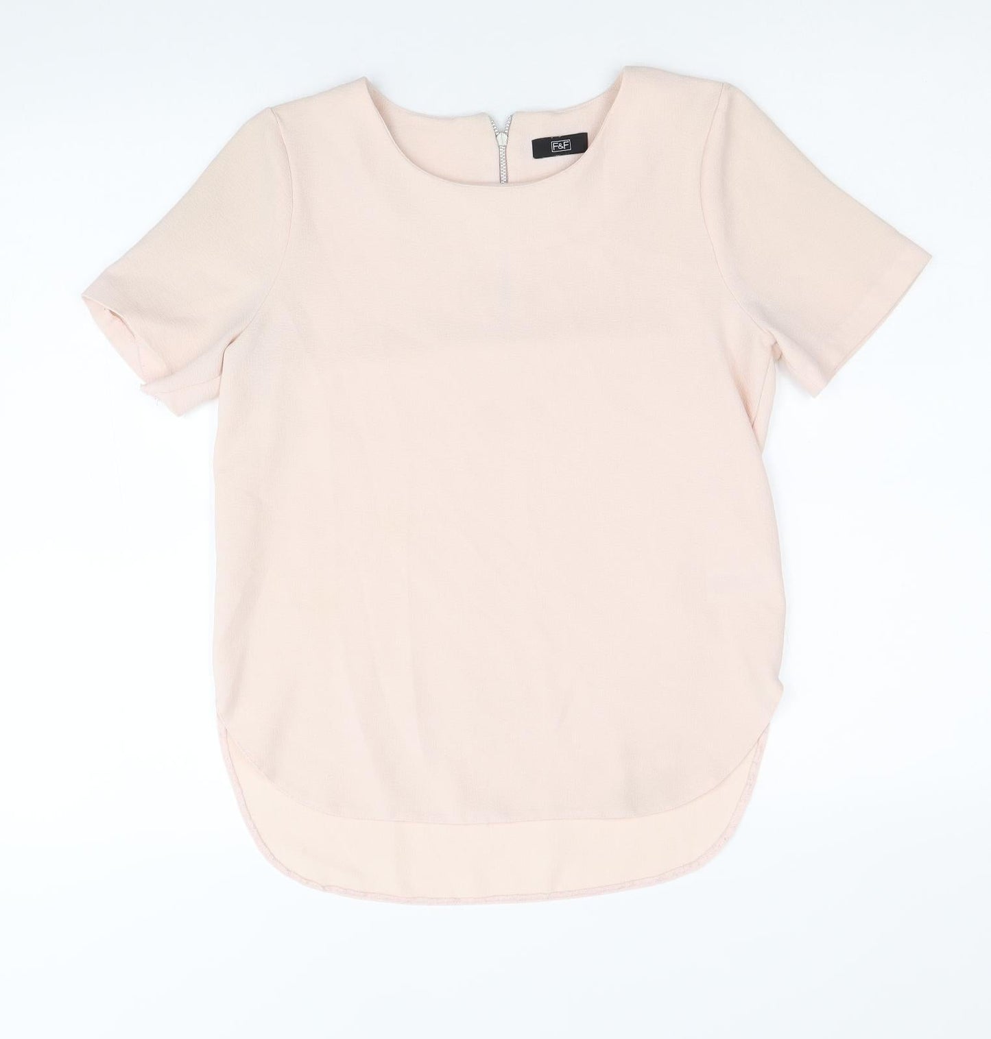 F&F Womens Pink Polyester Basic T-Shirt Size 6 Scoop Neck