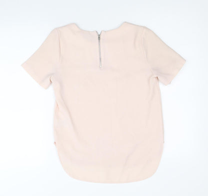 F&F Womens Pink Polyester Basic T-Shirt Size 6 Scoop Neck