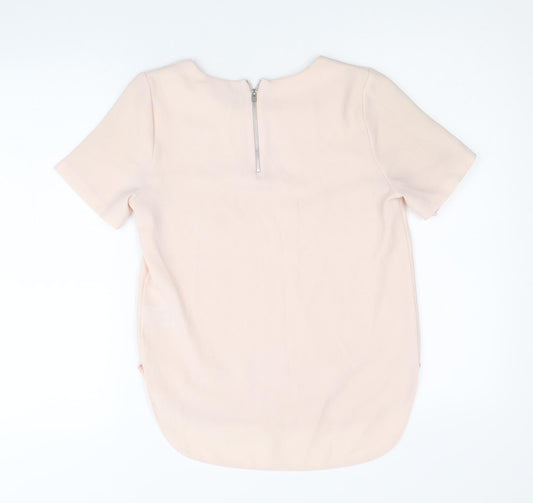 F&F Womens Pink Polyester Basic T-Shirt Size 6 Scoop Neck
