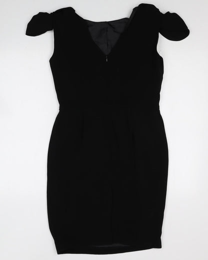 Marks and Spencer Womens Black Polyester Bodycon Size 12 Square Neck Zip