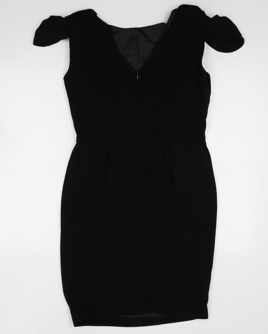 Marks and Spencer Womens Black Polyester Bodycon Size 12 Square Neck Zip