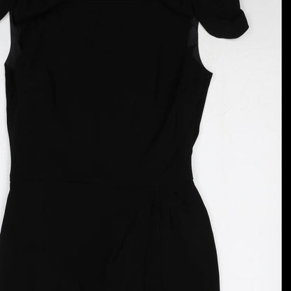 Marks and Spencer Womens Black Polyester Bodycon Size 12 Square Neck Zip