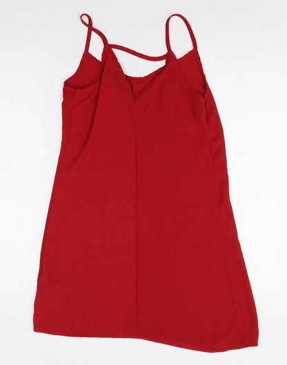 New Look Womens Red Polyester Slip Dress Size 6 V-Neck Pullover