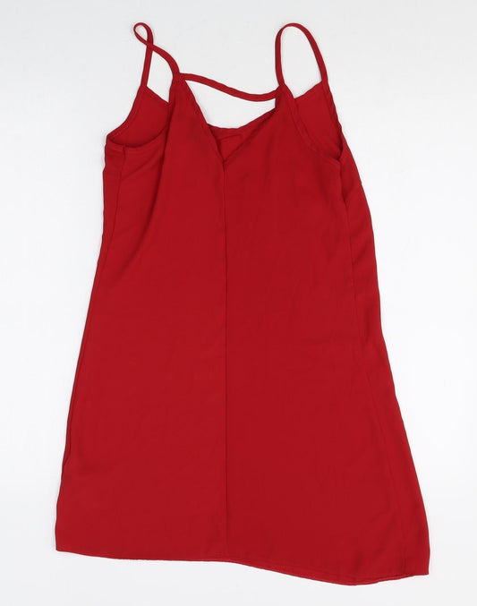 New Look Womens Red Polyester Slip Dress Size 6 V-Neck Pullover