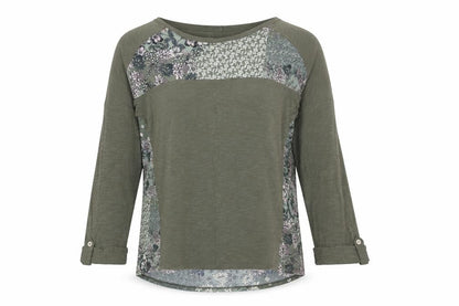 M&Co Womens Green Floral Viscose Basic Blouse Size 10 Boat Neck