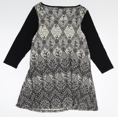 Marks and Spencer Womens Multicoloured Geometric Viscose Shift Size 16 Boat Neck Pullover
