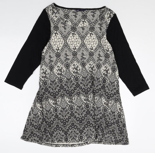 Marks and Spencer Womens Multicoloured Geometric Viscose Shift Size 16 Boat Neck Pullover