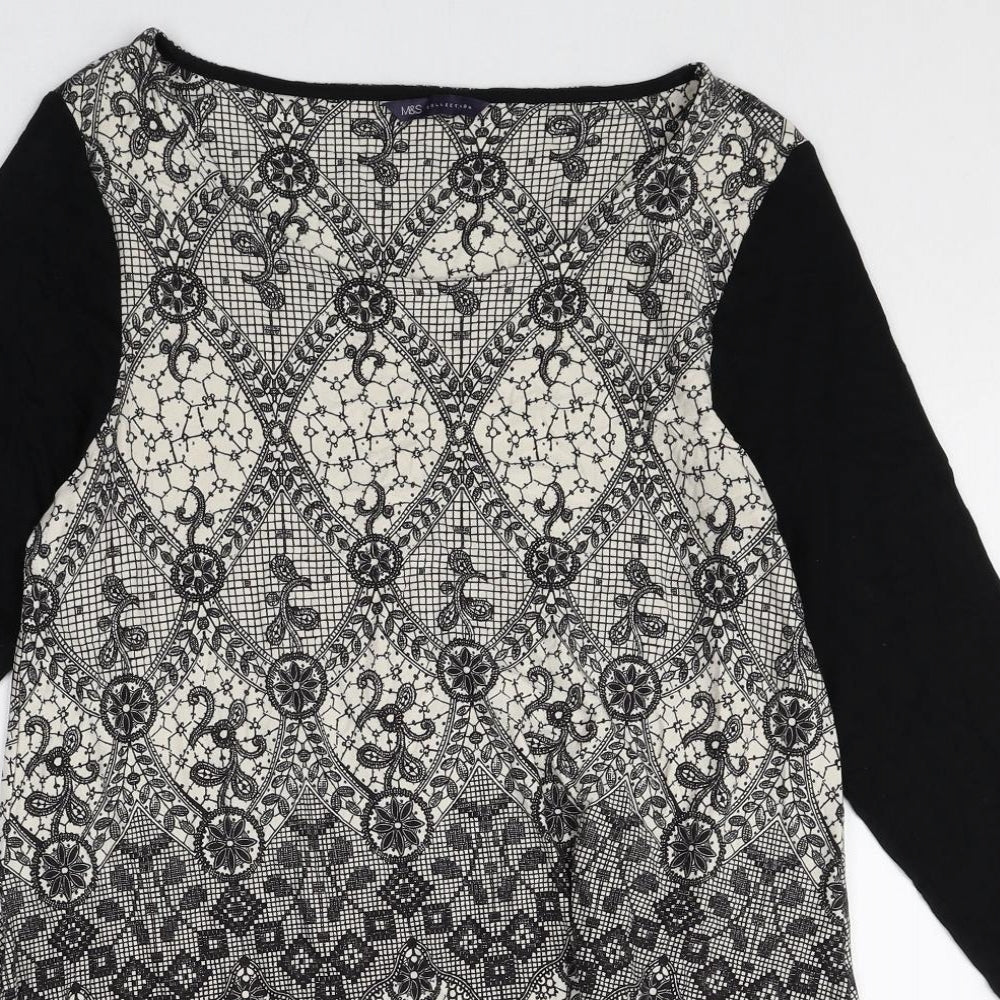 Marks and Spencer Womens Multicoloured Geometric Viscose Shift Size 16 Boat Neck Pullover
