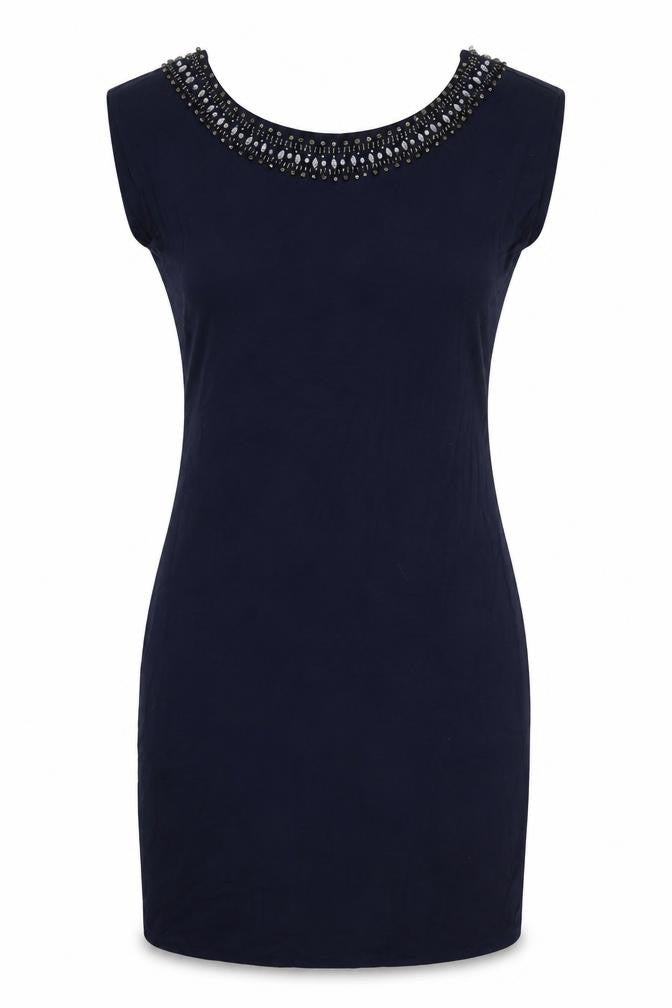 Warehouse Womens Blue Viscose A-Line Size 8 Round Neck Pullover