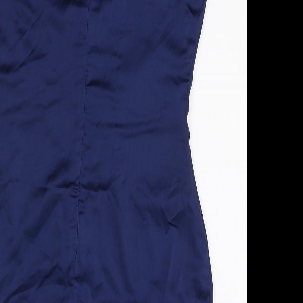 Missguided Womens Blue Polyester Slip Dress Size 10 Round Neck Zip