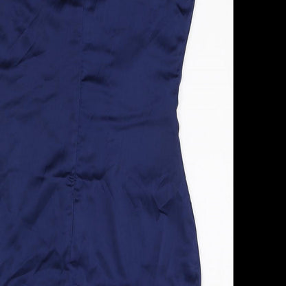 Missguided Womens Blue Polyester Slip Dress Size 10 Round Neck Zip