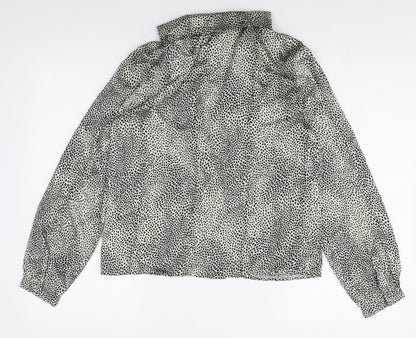 Boohoo Womens Multicoloured Geometric Polyester Basic Button-Up Size 10 V-Neck