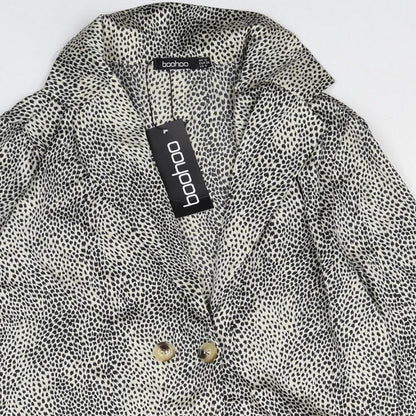 Boohoo Womens Multicoloured Geometric Polyester Basic Button-Up Size 10 V-Neck