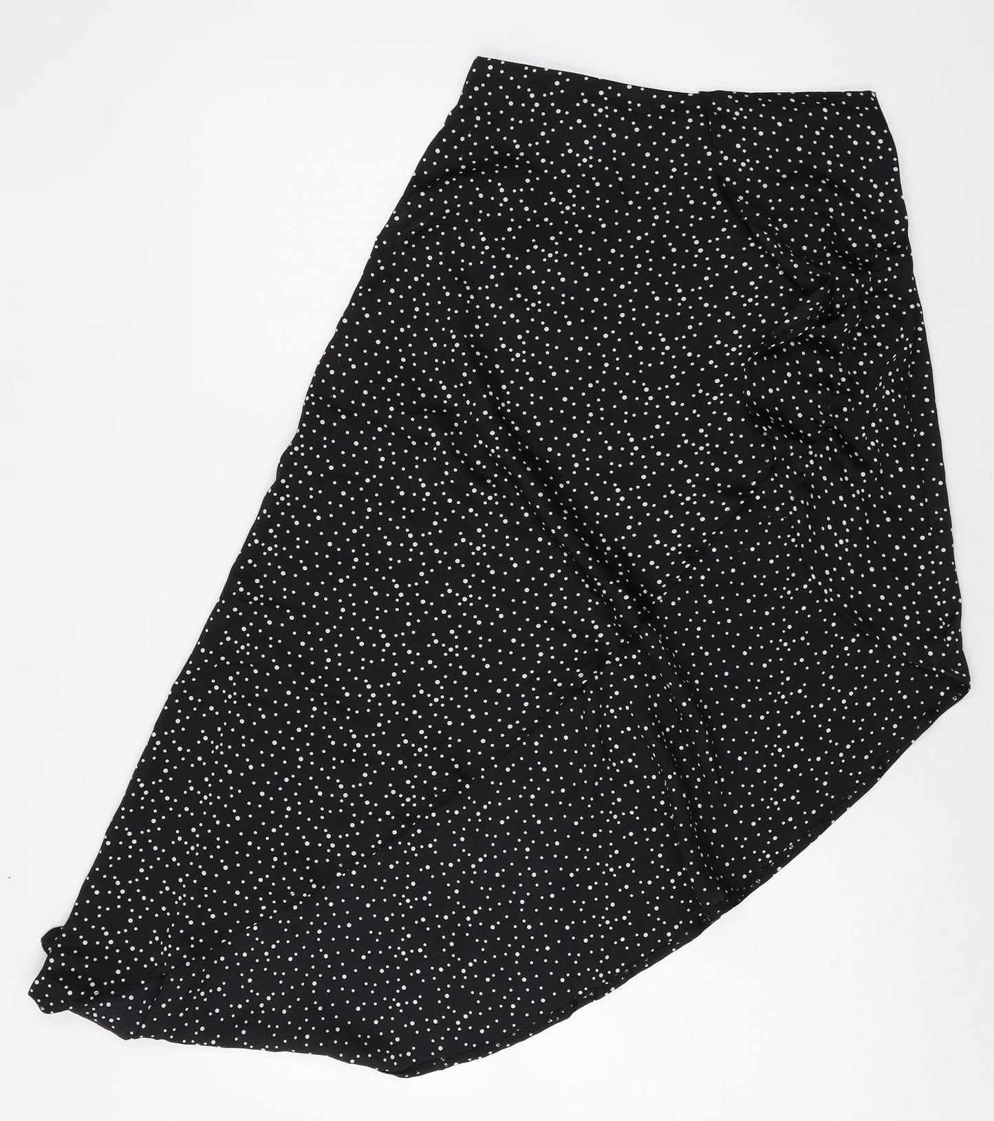PRETTYLITTLETHING Womens Black Polka Dot Polyester Peasant Skirt Size 6 Zip