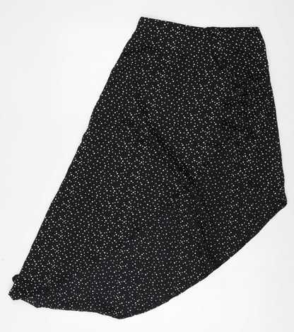 PRETTYLITTLETHING Womens Black Polka Dot Polyester Peasant Skirt Size 6 Zip