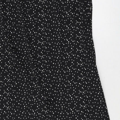 PRETTYLITTLETHING Womens Black Polka Dot Polyester Peasant Skirt Size 6 Zip